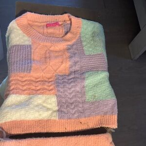 Joy & Delilah Pastel Patchwork Sweater